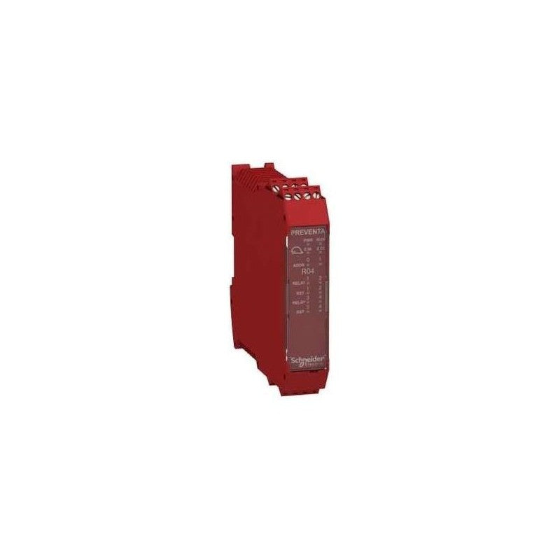 XPSMCMRO0004 - 4 safety relay output expansion with backplane connection with screw term